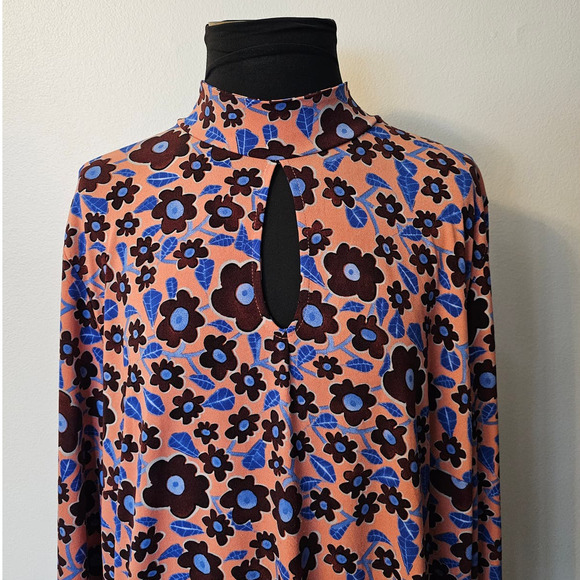 EUC ELOQUII Women's Floral Mock Neck Jersey Midi L/S Stretch Dress 22 - Picture 3 of 12